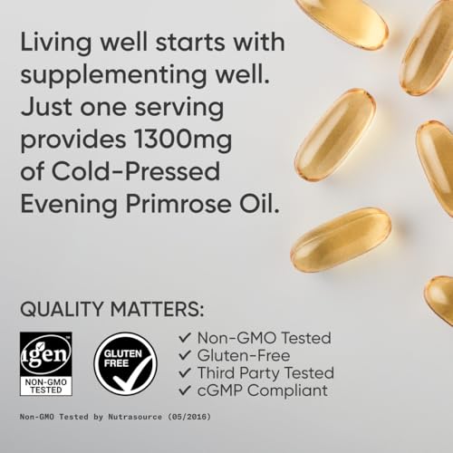 Sports Research Evening Primrose Softgels - Women's Health & Skin Support, 1300mg, 120 Count
