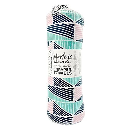 Marley's Monsters UNpaper Towels - Reusable, Superior Absorbency, Cotton - 24 Count Roll