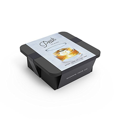 W&P Peak Silicone Ice Tray - BPA-Free, Easy Release, Freshness Lid - Charcoal, 4 Large Cubes