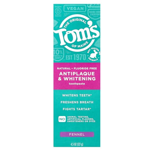 Toms of Maine Whitening Toothpaste - Fluoride Formula, Fresh Fennel Flavor, 4.5 oz