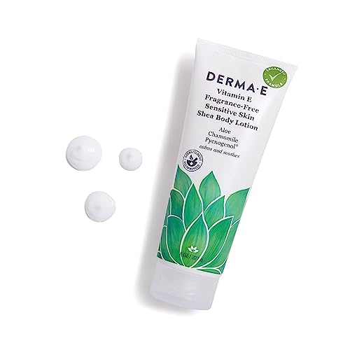 Derma E Body Lotion - Deeply Hydrating for Sensitive Skin, Fragrance Free & Vegan - 8 oz