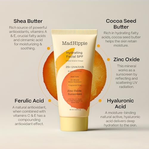 Mad Hippie Sunscreen - Hydrating SPF 25, Clear Coverage, Fragrance-Free, Reef Safe - 2 fl. oz