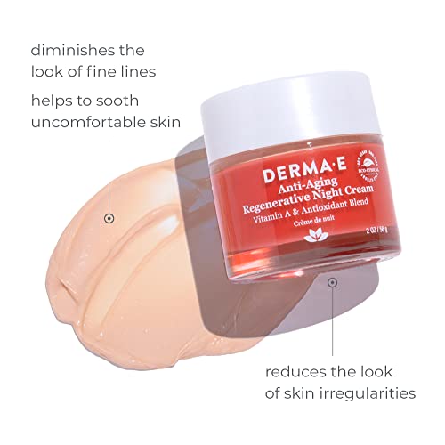 DERMA E Night Cream - Firming Anti-Aging Moisturizer with Jojoba Oil & Astaxanthin - 2 oz