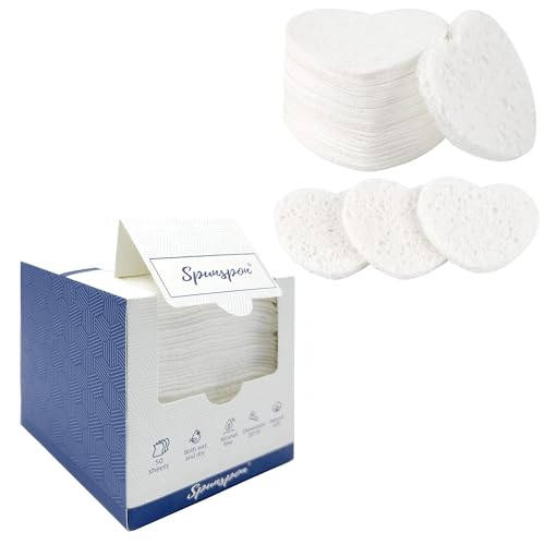 Spunspon Facial Sponge & Towel Set - Gentle Cleansing, Biodegradable, 100% Natural - 50 Count