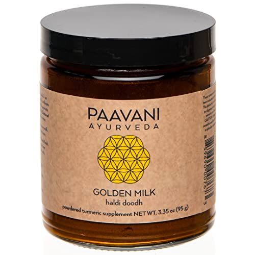 PAAVANI Ayurveda Golden Milk - Turmeric & Ashwagandha Blend, Promotes Digestion - 38 Servings