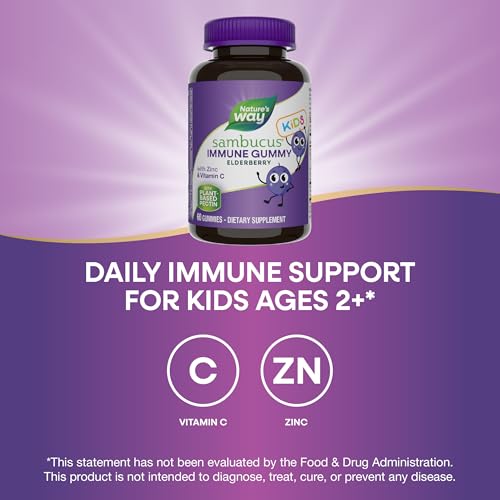 Nature's Way Immune Defense Gummies for Kids - Vitamin C, Zinc, Antioxidant Support - 60 Count