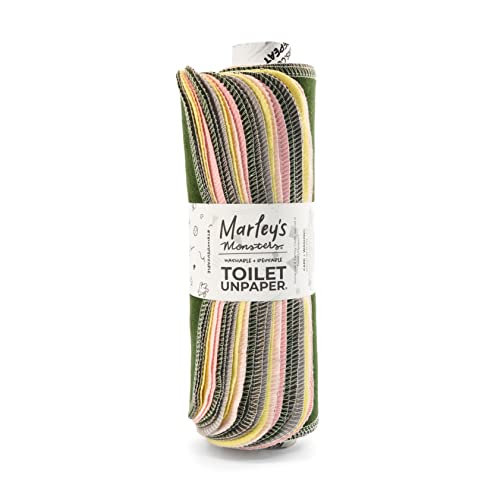 Marley's Monsters UNpaper Towels - Reusable Cotton, Superior Absorbency, 24 Count Roll