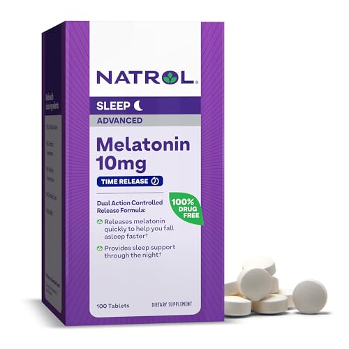 Natrol Advanced Sleep Melatonin - Supports Restful Sleep, Time Release Formula - 100 Tablets