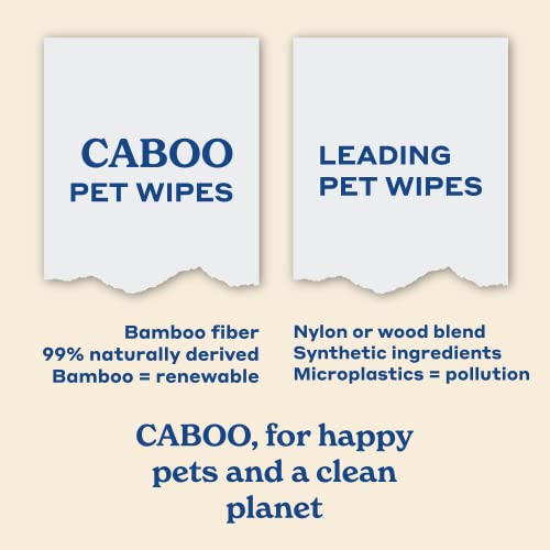 Caboo Pet Wipes - Deodorizing & Hypoallergenic, Aloe Vera & Vitamin E - 140 Jumbo Wipes