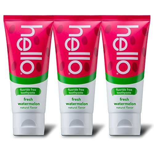 Hello Natural Children's Toothpaste - Watermelon Flavor, Vegan, Safe to Swallow - 3 Pack, 4.2oz each