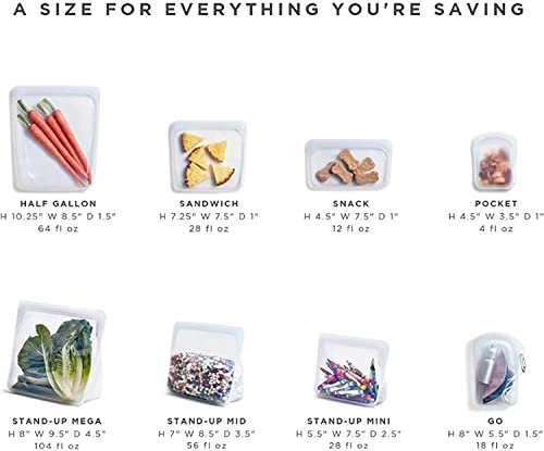 Stasher Silicone Food Storage Bags - Versatile, Leakproof, Reusable, Dishwasher Safe - 2 Pack