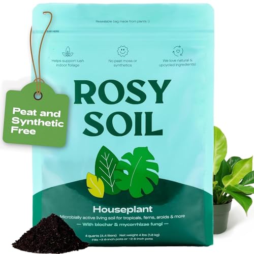 Rosy Soil Indoor Potting Soil - Boosts Plant Growth, Peat-Free, Biochar-Enriched - 4qt