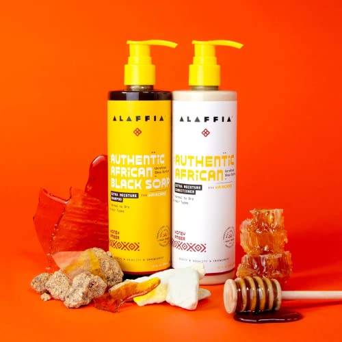Authentic African Black Soap Shampoo - Restores Moisture, Hydrates with Honey & Oils - 12oz