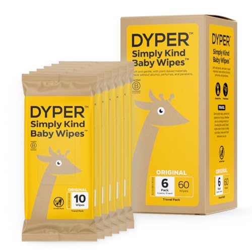 DYPER Size 6 Bamboo Baby Diapers & Travel Wipes - Plant-Based, Hypoallergenic - 18 Diapers, 60 Wipes