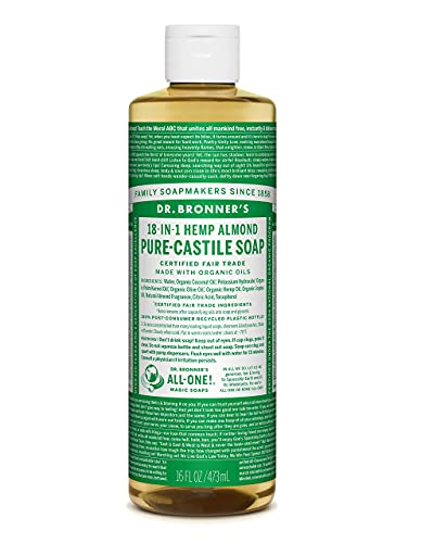 Dr. Bronner's Almond Liquid Castile Soap - Multi-Purpose Cleanser, Non-GMO, 100% Recycled - 16 Fl Oz