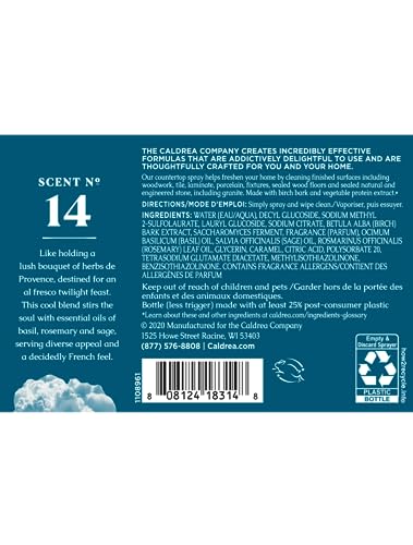 Caldrea Multi-Surface Cleaner - Odor Eliminator, Vegetable Protein, Basil Blue Sage - 16 Fl Oz