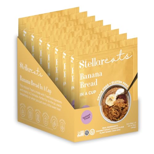 Stellar Eats Instant Banana Bread Snack - 8g Protein, Plant-Based, Non-GMO - 8 Pack