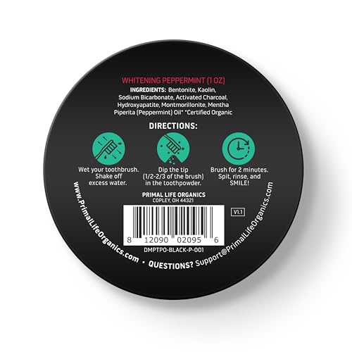 Primal Life Organics Dental Care Tool - Lasting Clean, Organic Ingredients - Black Peppermint, 1oz