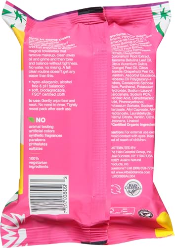 Alba Botanica Facial Cleansing Wipes - Deep Pore Purifying, Biodegradable, Pineapple - 25 Count