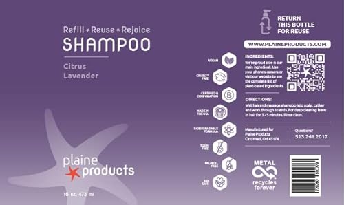 Natural Shampoo & Conditioner Set - Hydrating Citrus Lavender, Vegan, Refillable - 16oz