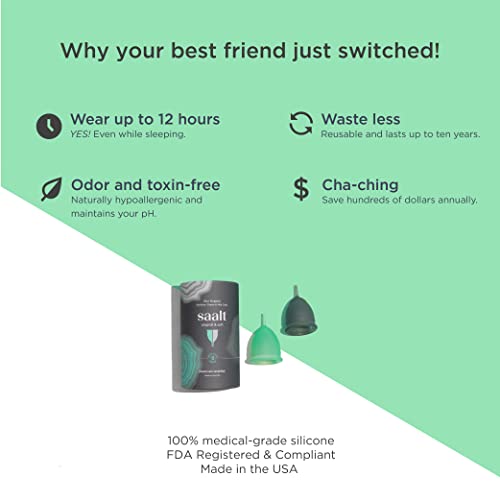 Saalt Menstrual Cup Twin Pack - 12-Hour Comfort, Medical-Grade Silicone, Small