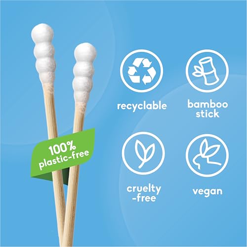 The Humble Co. Bamboo Cotton Swabs - Chlorine-Free, Hypoallergenic, 600 Count, Versatile Use