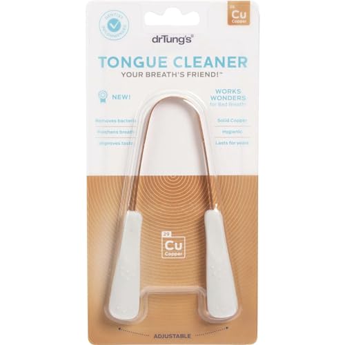 DrTung’s Copper Tongue Scraper - Freshens Breath, Ergonomic Comfort Grip, Travel Case - 1 Count