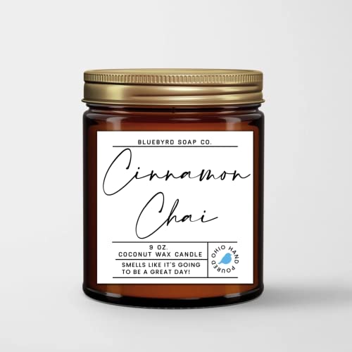 Bluebyrd Soap Co. Cinnamon Chai Candle - Inviting Aroma, Long-Lasting Coconut Wax - 9oz