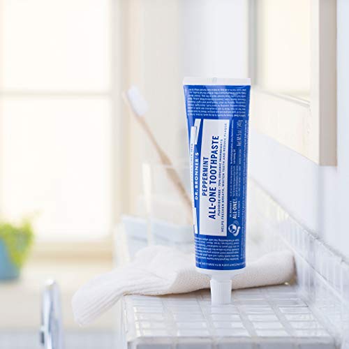 Dr. Bronner’s All-One Toothpaste Pack - Fluoride-Free, 70% Organic, Vegan - Peppermint & More, 5oz