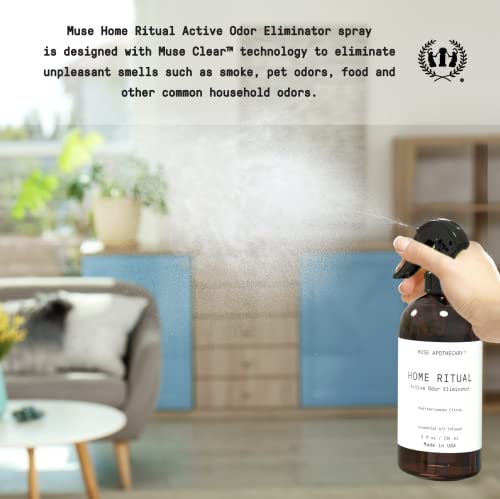 Muse Apothecary Odor Eliminator Spray - Essential Oil Fresh Linen Scent, Multi-Surface Use - 4oz