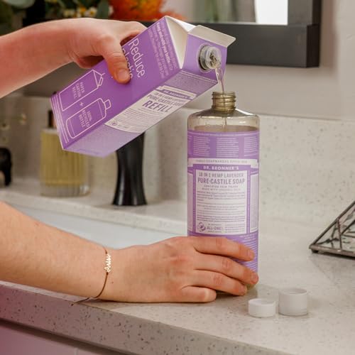 Dr. Bronner's Body Soap - Organic & Fair Trade Ingredients, 82% Less Plastic - Lavender, 32oz