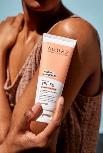 Acure Mineral Sunscreen SPF 50 - Broad Spectrum Protection, Nourishing Botanicals - 3 Fl Oz