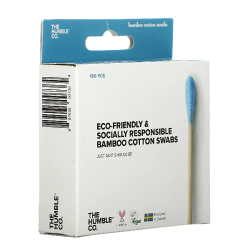 The Humble Co. Bamboo Cotton Swabs - Vegan, Socially Responsible, Blue - 100 Count