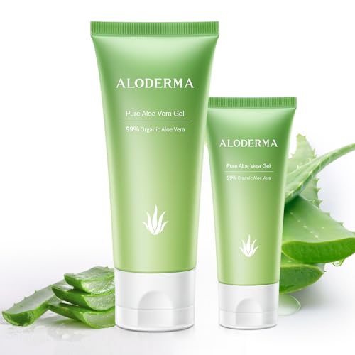 Aloderma Body Lotion Set - Hydrating Aloe Vera, USDA & EU Organic Certified - 3 Pack, 114g & 45g