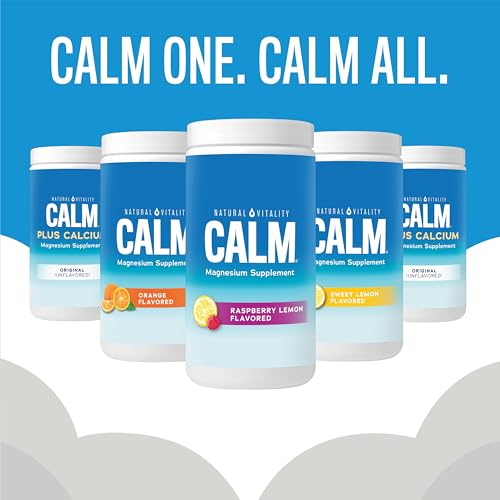 Natural Vitality CALM Magnesium Drink Mix - Anti-Stress, Calcium Boost, Raspberry Lemon - 8oz