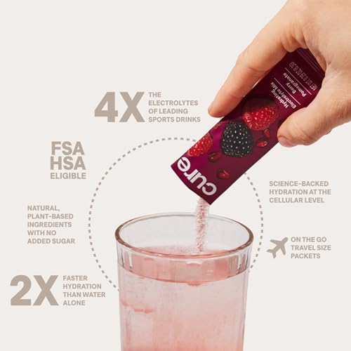 Cure Hydration Plant-Based Electrolyte Drink Mix - Rapid Rehydration, Non-GMO, Vegan - 14 Packets