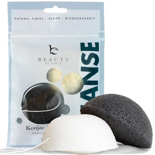 Beauty by Earth Facial Cleansing Sponge Set - Gentle Exfoliation, 100% Natural - 2 Pack
