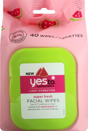 Yes To Facial Cleansing Wipes - Hydrating Makeup Remover with Watermelon & Aloe Vera - 1 Pack