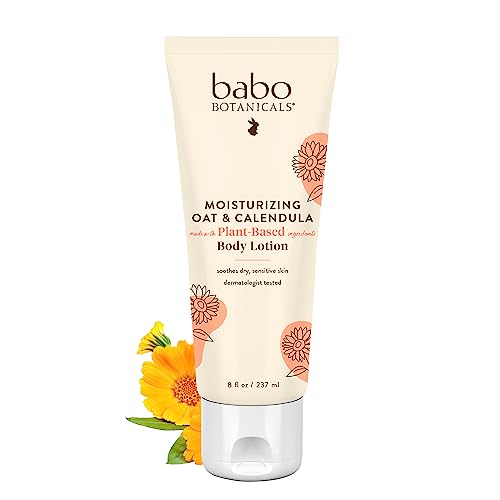 Babo Botanicals Moisturizing Oat & Calendula Lotion - Soothes Sensitive Skin, Vegan - 8oz