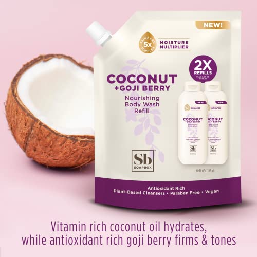 Soapbox Body Wash Refill - Antioxidant-Rich Hydrating Cleanser, Vegan, 40oz Bulk Pouch