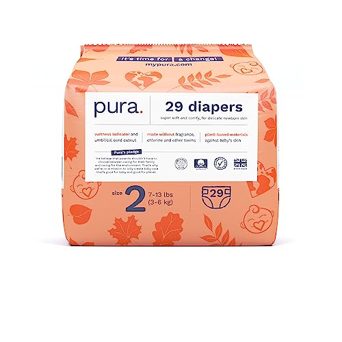 Pura Size 2 Diapers - Hypoallergenic, Organic Cotton Comfort, TCF, Allergy UK Certified - 29 Pack