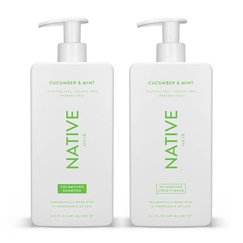 Native Shampoo & Conditioner Set - Volumizing, Naturally Derived, Vegan - Cucumber & Mint, 16.5oz