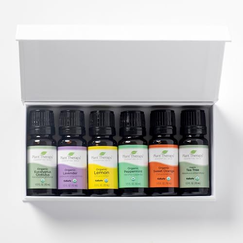 Plant Therapy Top 6 Organic Essential Oils Set - Therapeutic Blends for Wellness - 10 mL Each