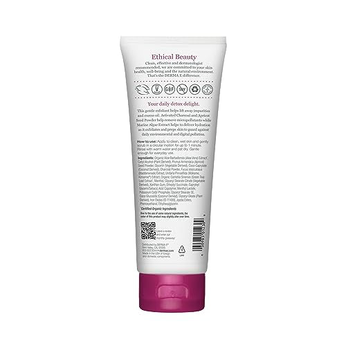 DERMA E Purifying Facial Detox Scrub - Cleanses, Detoxifies with Charcoal & Seaweed - 4oz