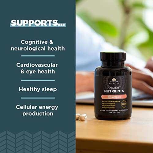 Ancient Nutrition Vitamin B Complex - Supports Energy & Cognitive Health, 60 Capsules