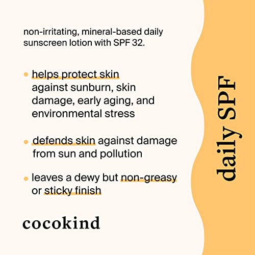 Cocokind Daily SPF Sunscreen - Zinc Oxide Protection, Sensitive Skin Friendly - SPF 32