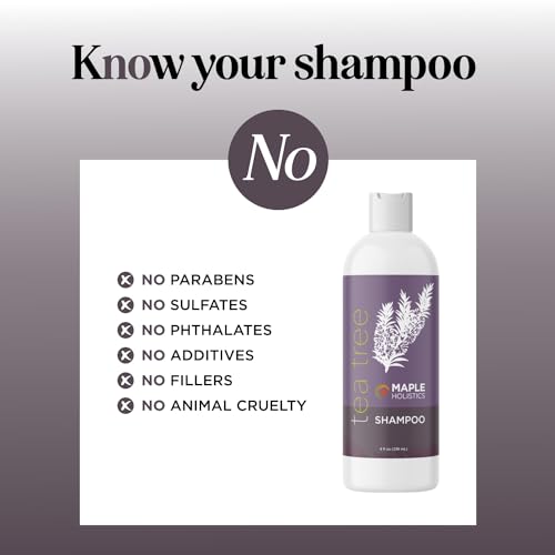 Maple Holistics Tea Tree Shampoo - Nourishing Scalp Cleanser, Paraben & Sulfate Free - 16oz