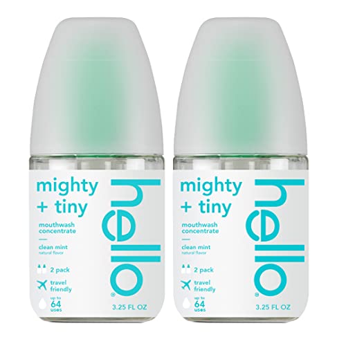 Hello Clean Mint Mouthwash - Bad Breath Relief, Vegan, Alcohol Free - 2 Travel Size Pumps, 3.25oz