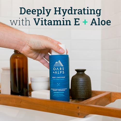 Oars + Alps Men's Body Wash - Hydrating Vitamin E & Antioxidants, Fresh Ocean Splash - 2 Pack