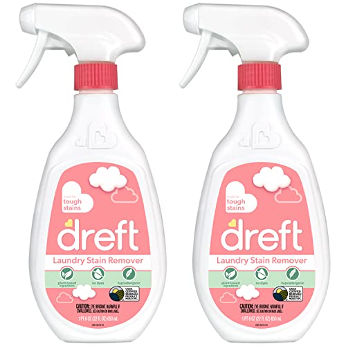 Dreft Stain Remover for Baby Clothes - Plant-Based, Hypoallergenic Formula - 22 Fl Oz (Pack of 2)